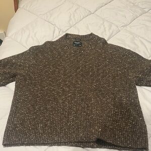 Abercrombie & Fitch Men's Speckled Brown Crewneck Sweater